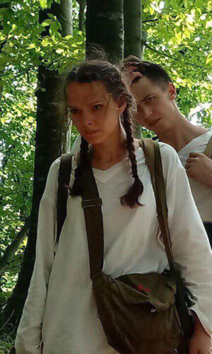 L'actrice Anastasia Saltykova sur le plateau de tournage du film "Man on Earth".